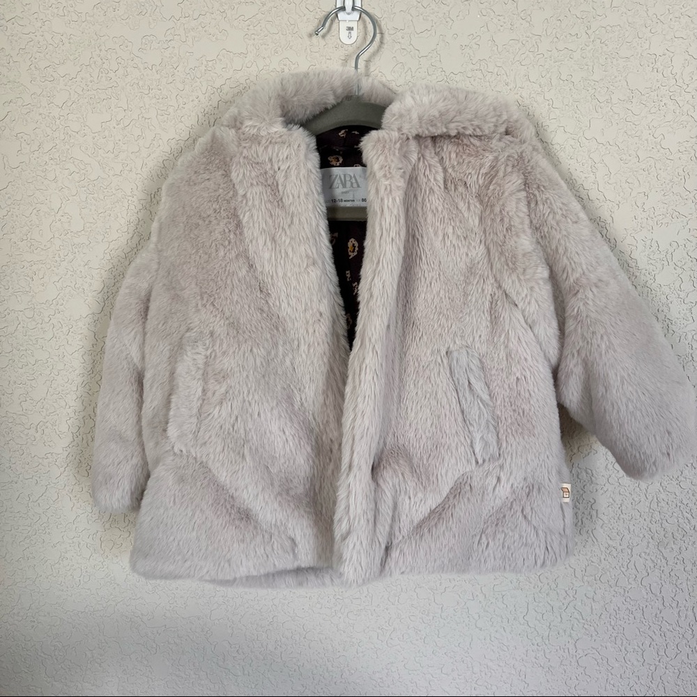 Zara Kids Hooded Fur Jacket